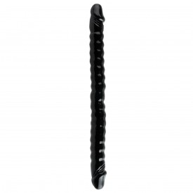 Черный двухголовый фаллоимитатор Basix Rubber Works 18" - 45 см.