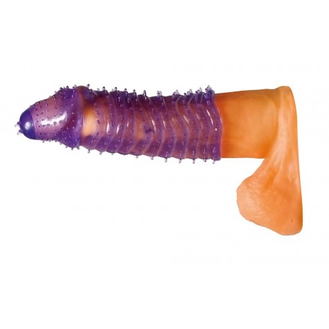 Насадка на пенис с шипами и закрытой головкой - 14,5 см.