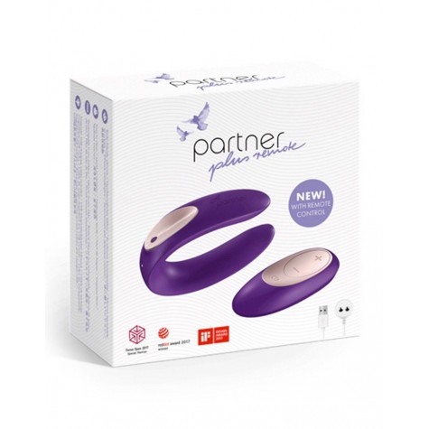 Фиолетовый вибратор для пар Partner Plus Remote с пультом ДУ